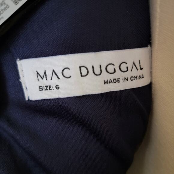 Mac Duggal 20283 Midnight Navy Blue 6 Long Sleeve Formal Maxi Gown Dress - Picture 8 of 12